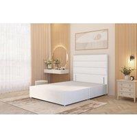 Somnior Chambery Divan Bed Frame with Floor Standing Headboard Plush Velvet in White | Size: Super King