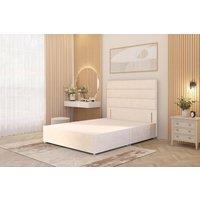Somnior Chambery Divan Bed Frame with Floor Standing Headboard Plush Velvet in Ivory | Size: Super King