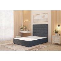 Somnior Chambery Divan Bed Frame with Floor Standing Headboard Plush Velvet in Charcoal | Size: Super King