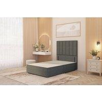 Somnior Austin Divan Bed Base & 54 Floor Standing Headboard Linen Fabric in Mid Grey | Size: Super King