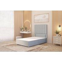 Somnior Austin Divan Bed Base & 54 Floor Standing Headboard Linen Fabric in Light Grey | Size: Super King