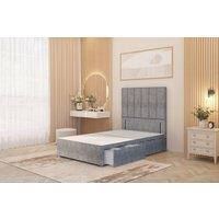 Somnior Austin 2 Drawer Divan Bed Base & 54 Floor Standing Headboard Tweed in Grey | Size: Single