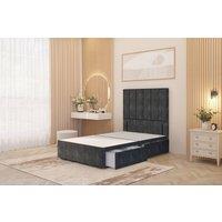 Somnior Austin 2 Drawer Divan Bed Base & 54 Floor Standing Headboard Tweed in Charcoal | Size: Small Single
