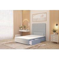 Somnior Eleanor Divan Bed 2 Drawers & 54 Floor Standing Headboard Linen in Light Grey | Size: Super King