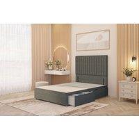 Somnior Eleanor Divan Bed 2 Drawers & 54 Floor Standing Headboard Linen in Mid Grey | Size: Super King