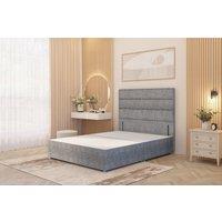 Somnior Chambery Divan Bed Frame with Floor Standing Headboard Tweed Fabric in Grey | Size: Single