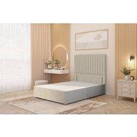 Somnior Eleanor Divan Bed Base with 54 Floor Standing Headboard Tweed Fabric in Natural | Size: Super King