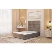 Somnior Eleanor Divan Bed Base with 54 Floor Standing Headboard Tweed Fabric in Brown | Size: Single