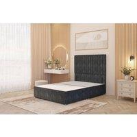 Somnior Eleanor Divan Bed Base with 54 Floor Standing Headboard Tweed Fabric in Charcoal | Size: Super King