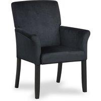 Gymax Padded Waiting Room Chair Wooden Velvet Reception Chair With Armrests in Black