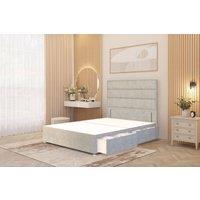 Somnior Chambery Divan Bed Frame 2 Draw with Floor Standing Headboard Velvet in Silver | Size: Single