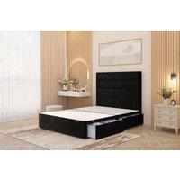 Somnior Chambery Divan Bed Frame 2 Draw with Floor Standing Headboard Velvet in Black | Size: Super King