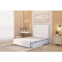 Somnior Chambery Divan Bed Frame 2 Draw with Floor Standing Headboard Velvet in White | Size: King
