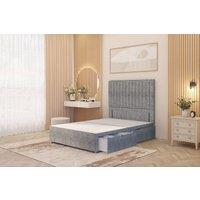 Somnior Eleanor Divan Base 4 Drawers & 54 Floor Standing Headboard Tweed Fabric in Grey | Size: Super King