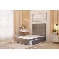 Somnior Eleanor Divan Base 4 Drawers & 54 Floor Standing Headboard Tweed Fabric in Brown | Size: Super King