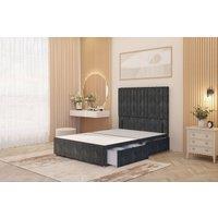 Somnior Eleanor Divan Base 4 Drawers & 54 Floor Standing Headboard Tweed Fabric in Charcoal | Size: Super King