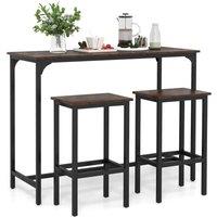 Gymax 3-Piece Dining Table Set 47.5 Counter-Height Kitchen Table-Coffee in Brown