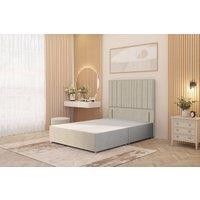 Somnior Alexas Divan Bed Base with 54 Floor Standing Headboard Tweed Fabric in Natural | Size: Small Double