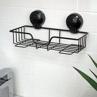 Showerdrape Suctionloc Black Steel Suction Wall Mounted Rectangular Basket