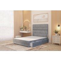 Somnior Chambery Divan Bed Frame 2 Drawers with Floor Standing Headboard Tweed in Grey | Size: King
