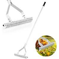 Gymax 178 cm Garden Thatch Rake 50 cm Wide Aluminum Lawn Loosening Soil Rake in Silver