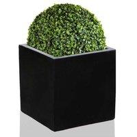 Primrose Black Polystone Square Cube Planter with Drainage Hole & Bung 40cm