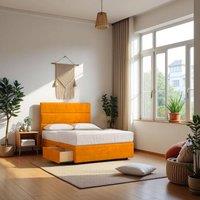 Knight Sleep York Hybrid Sprung Orthopaedic Bed Set No Drawers & 54Headboard Plush in Mustard | Size: King