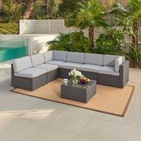 Home Detail Pisa Grey Modular Rattan Garden Sofa Set with Grey Cushions