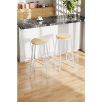 Set of 2 Bar Stools with Footrest