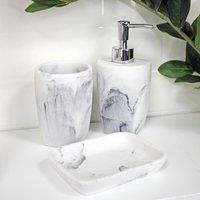 Showerdrape Octavia Grey Marble & Chrome 3 Piece Bathroom Accessory Set in White