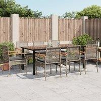 Berkfield Home 9 Piece Garden Dining Set with Cushions Grey Poly Rattan