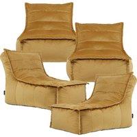 icon Dolce Large Beanbag Lounger, Velvet (4-Pack) in Yellow