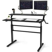 Costway 2-Tier Standing Computer Desk Sit to Stand Workstation Ergonomic Computer Table in Black