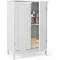 Costway Bathroom Floor Cabinet Free Standing Storage Cupboard Display Organiser in White