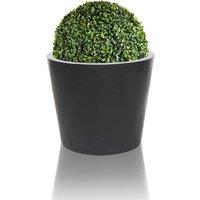Primrose Black Polystone Patio Garden Outdoor Round Planter 90 Litre 50cm