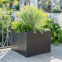 Primrose Titanic Black Polystone Stone Effect Cube Planter 70cm