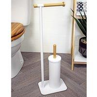 Showerdrape Sonata Bamboo Collection Toilet Roll Holder & Toilet Brush Combination in White