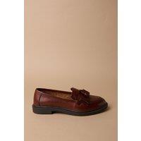 Oasis Women's Brighton Real Leather Tassel Loafers in Tan | Size: 3