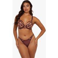Playful Promises Women's Cassia Wine Custom Embroidery Bra in Red | Size: 38E