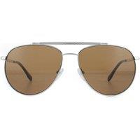 Lacoste Men's Aviator Gunmetal Brown Sunglasses in Grey