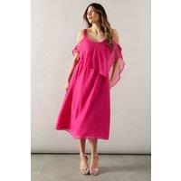 Wallis Women's Occasion Hotfix Overlay Midi Dress in Magenta | Size: 18