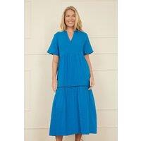 Yumi Women's Blue Double Cotton Long Kaftan | Size: 12