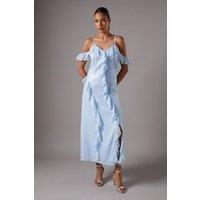 Sequin Frill Midi Wedding Guest Dress