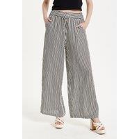 Liquorish Women's Black & White Striped Wide Leg Trousers