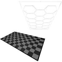 Monstershop Hexagon LED Light & Vented Garage Floor Tiles With Edges - 60 Black &