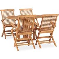 Berkfield Home 5 Piece Folding Outdoor Dining Set Solid Teak Wood in Brown