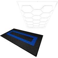Monstershop Hexagon LED Light & Vented Garage Floor Tiles With Edges - 90 Black &