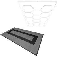 Monstershop Hexagon LED Light & Vented Garage Floor Tiles With Edges - 90 Grey &