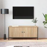 Berkfield Home TV Cabinet with Doors Sonoma Oak 102x35x45 cm Engineered Wood in Brown | Size: 102 x 35 x 45 cm