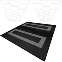 Monstershop Hexagon LED Lights x 2 & Vented Garage Floor Tiles With Edges - 165 in Black